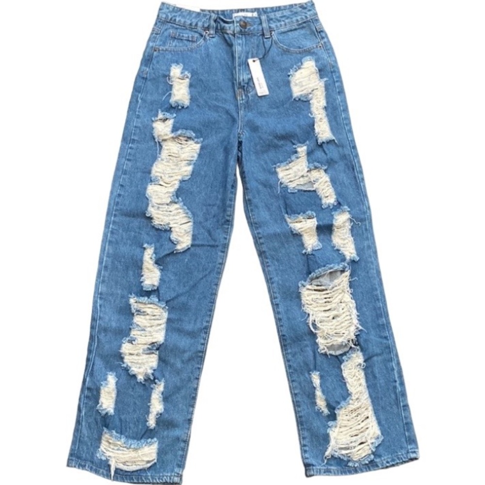 Rue21 Super high-rise wide leg distressed denim baggy jeans